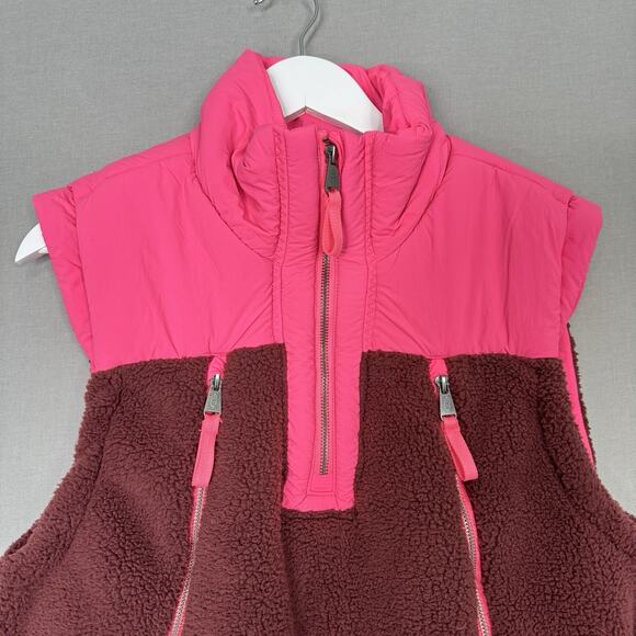 Free People Movement Journey Ahead Vest Jacket Women XS Pink Sherpa Fleece Plush - Picture 2 of 12
